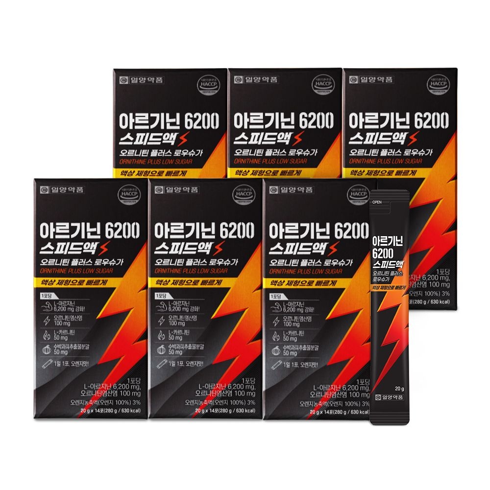 [오늘출발] 일양약품 L아르기닌 6200 액상 아르지닌 오르니틴 20gX14포X6박스