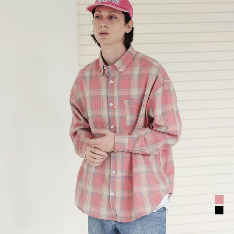 모더먼트 비기닝 오버사이즈 체크 셔츠 [2컬러]