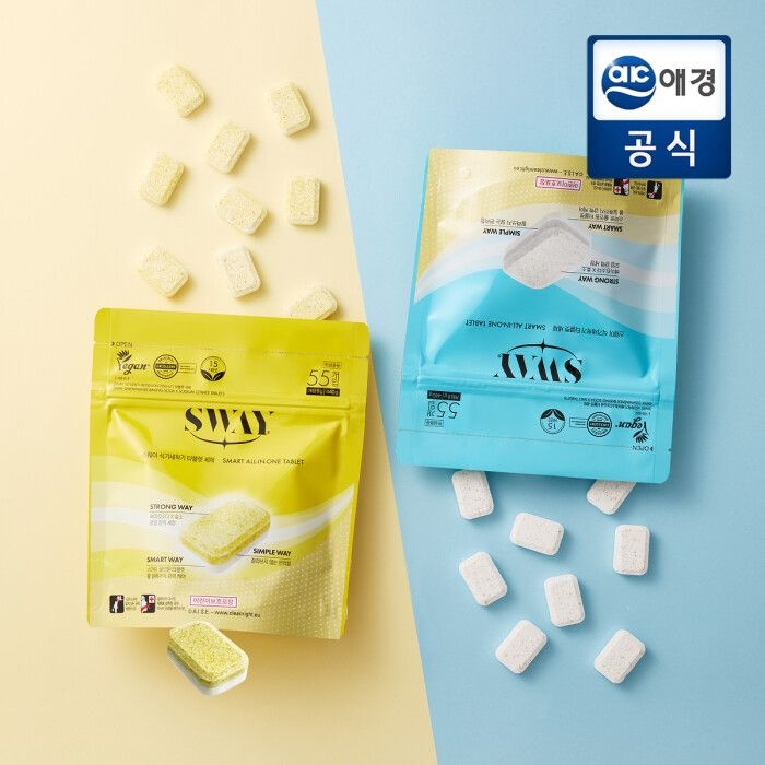 [포토리뷰500P] 스웨이 식기세척기 전용세제 타블렛 8g*55입 (구연산소다/소금) (구연산소다(노란색))