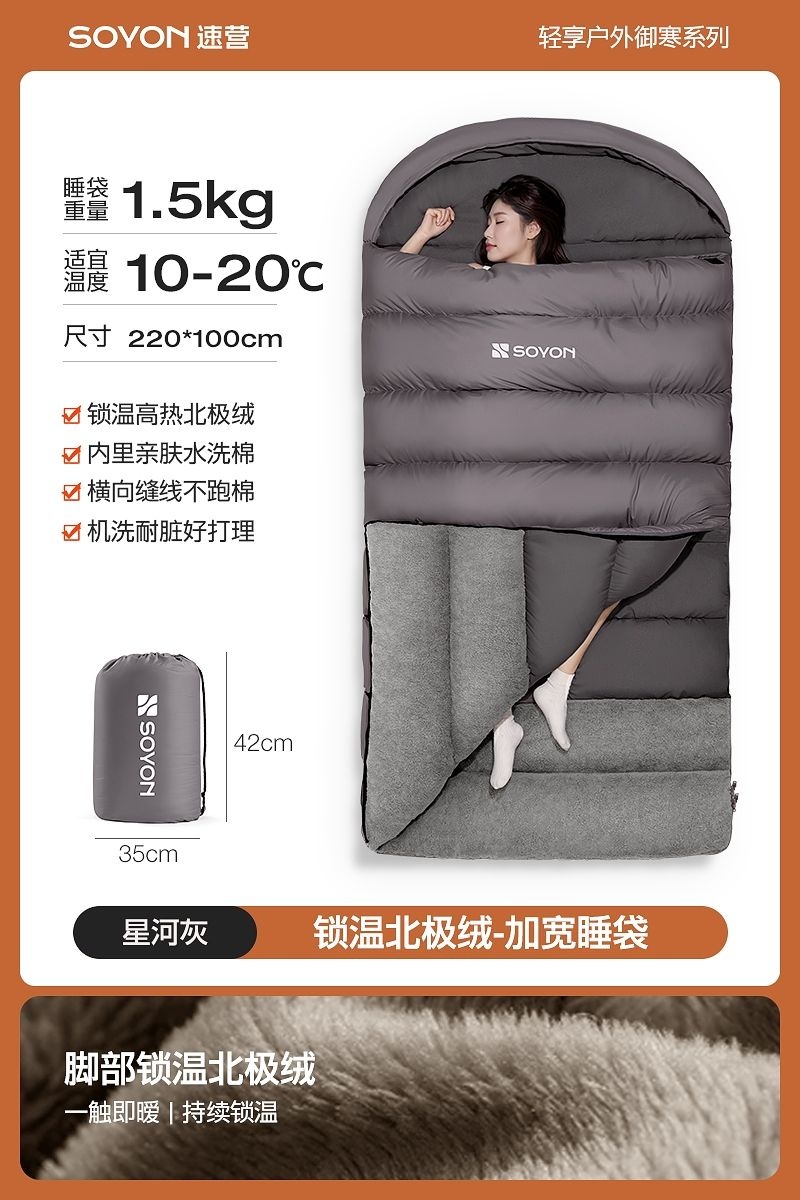 [해외] 와이드침낭 빅사이즈 겨울 차박 캠핑 텐트이불 경량 후리스안감 이불겸용 동계 야외취침