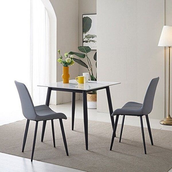 (착불)[인터데코](착불) 관리가 편한 세라믹 2인용식탁+의자2개 WB618