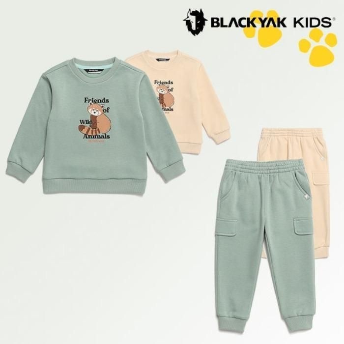 블랙야크키즈 맨투맨 티셔츠+조거팬츠 세트