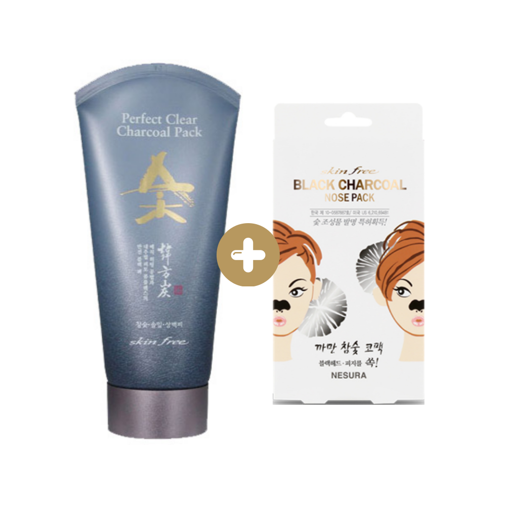 네슈라 스킨후리 퍼펙트 클리어 숯 팩 120g 1개+스킨후리 까만 참숯 코팩 8매