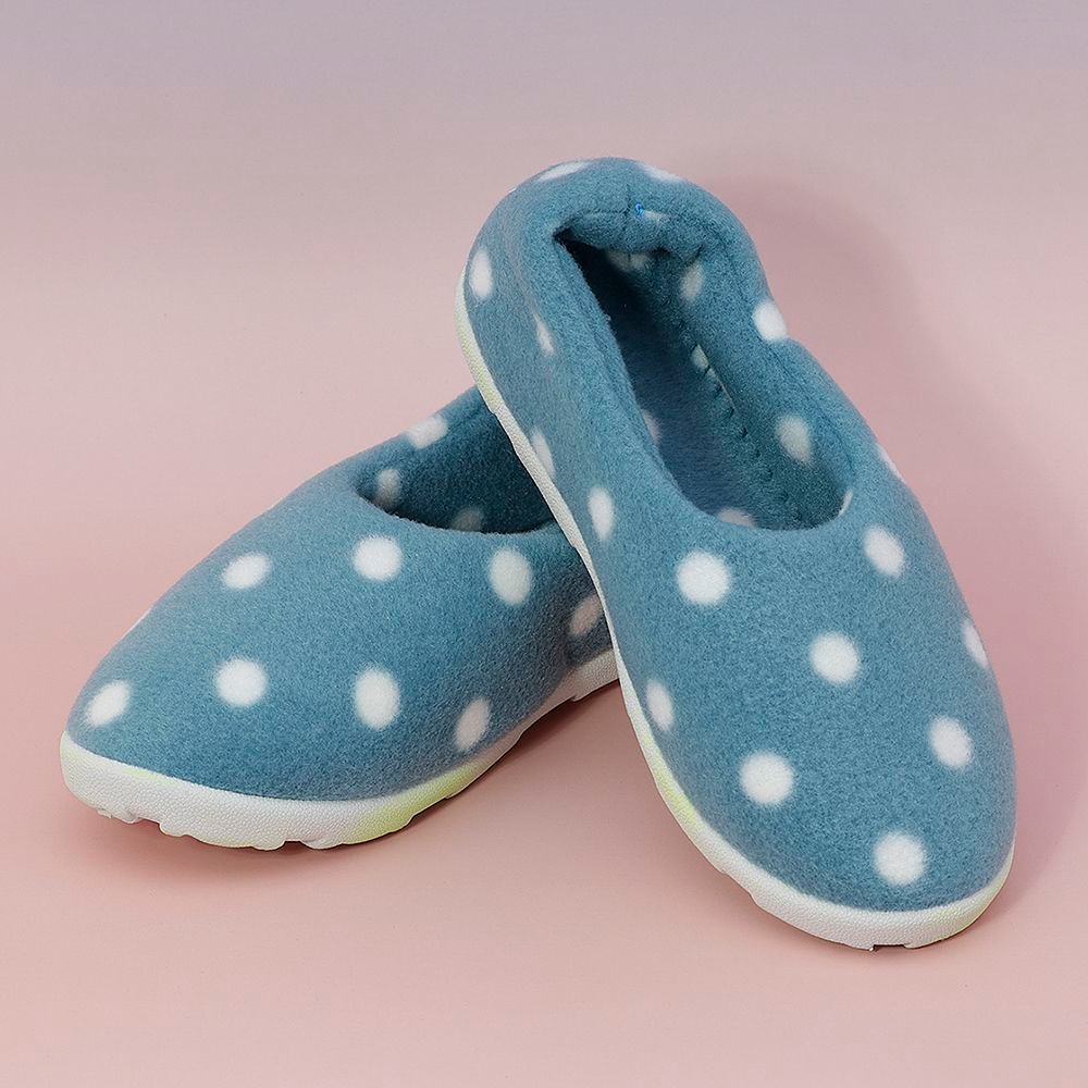 모리스커밍홈 Big Sale) 보온 땡땡이 실내화 블루 180mm 특가 할인 털실내화 털슬리퍼 방한화 학생실내화
