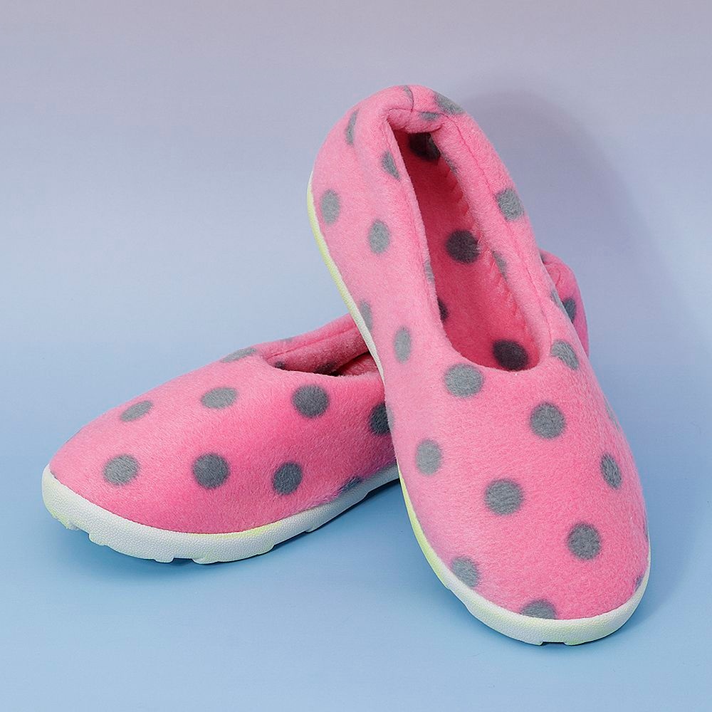 모리스커밍홈 Big Sale) 보온 땡땡이 실내화 핑크 200mm 특가 할인 털실내화 털슬리퍼 방한화 학생실내화