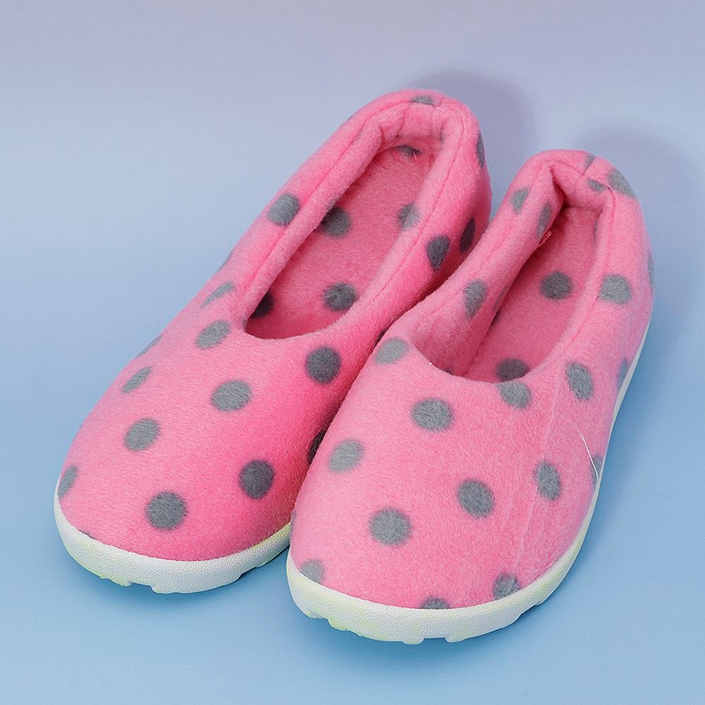모리스커밍홈 Big Sale) 보온 땡땡이 실내화 핑크 210mm 특가 할인 털실내화 털슬리퍼 방한화 학생실내화