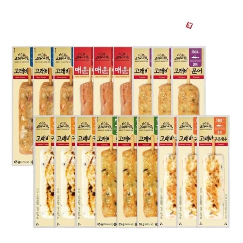 고래사어묵 고래바 모듬세트 6종 18봉 구운치즈 구운새우 야채 잡채 문어 매운파징어