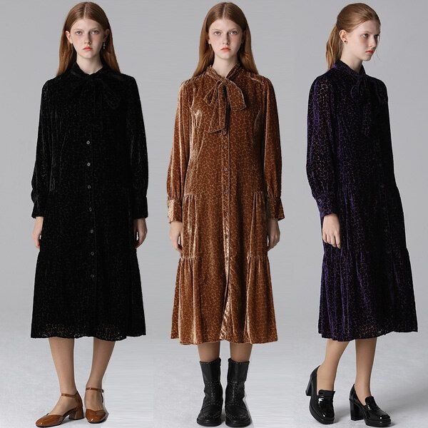 르오트 홈쇼핑방송 벨벳 번아웃 타이넥 원피스-사이즈 5588까지 800731