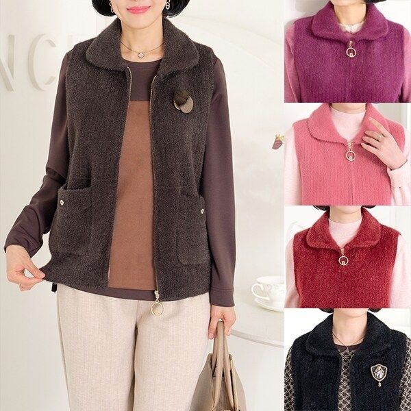 로즈맘 [엄마옷 로즈맘] 효린인조소프트밍크니트조끼