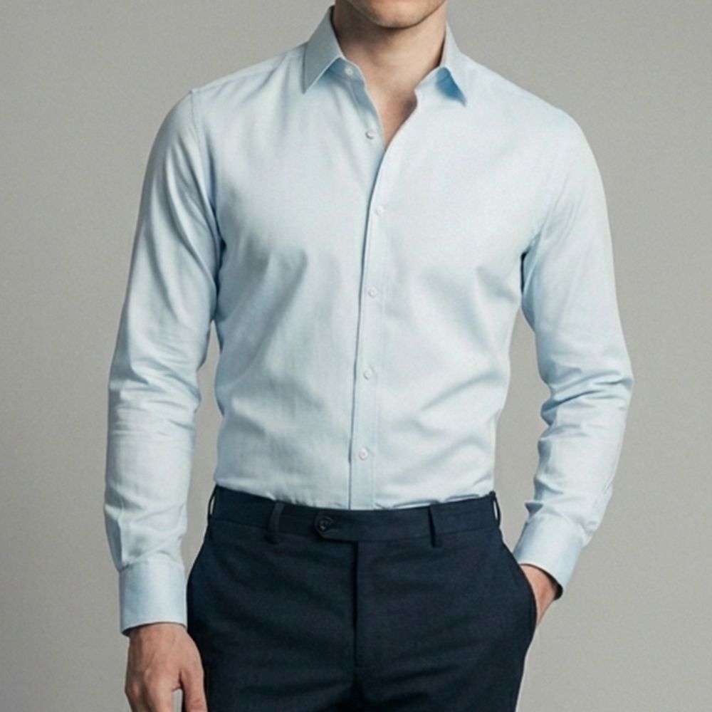 웅가로 프랑스 명품 소프트 스카이 블루 드레스 셔츠 슬림핏 와이셔츠 (U1DA1SO05B)