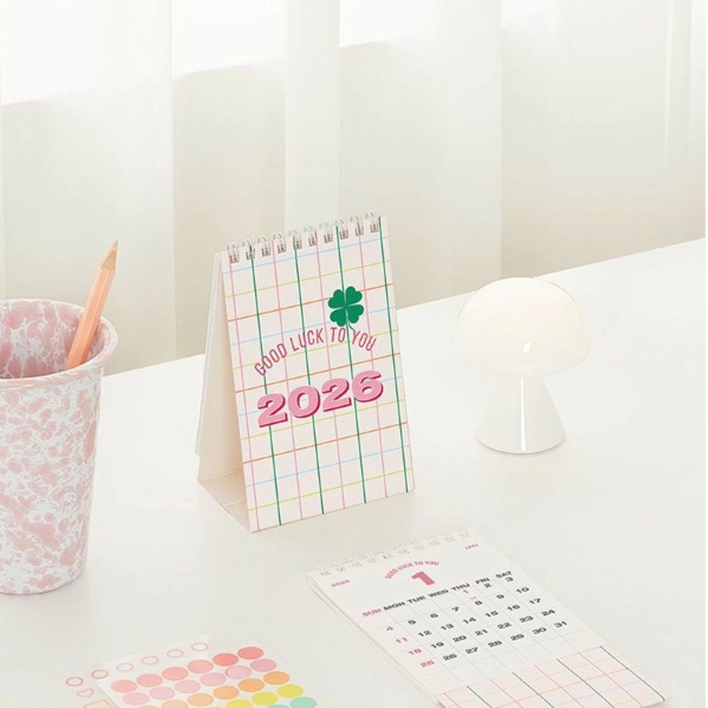 리틀하우스마켓협력사 2026 미니달력 데일리 해빗 탁상 캘린더 날짜형 데스크 일정관리(럭키클로버그리드) 리틀하우스마켓 LHCUCA0010
