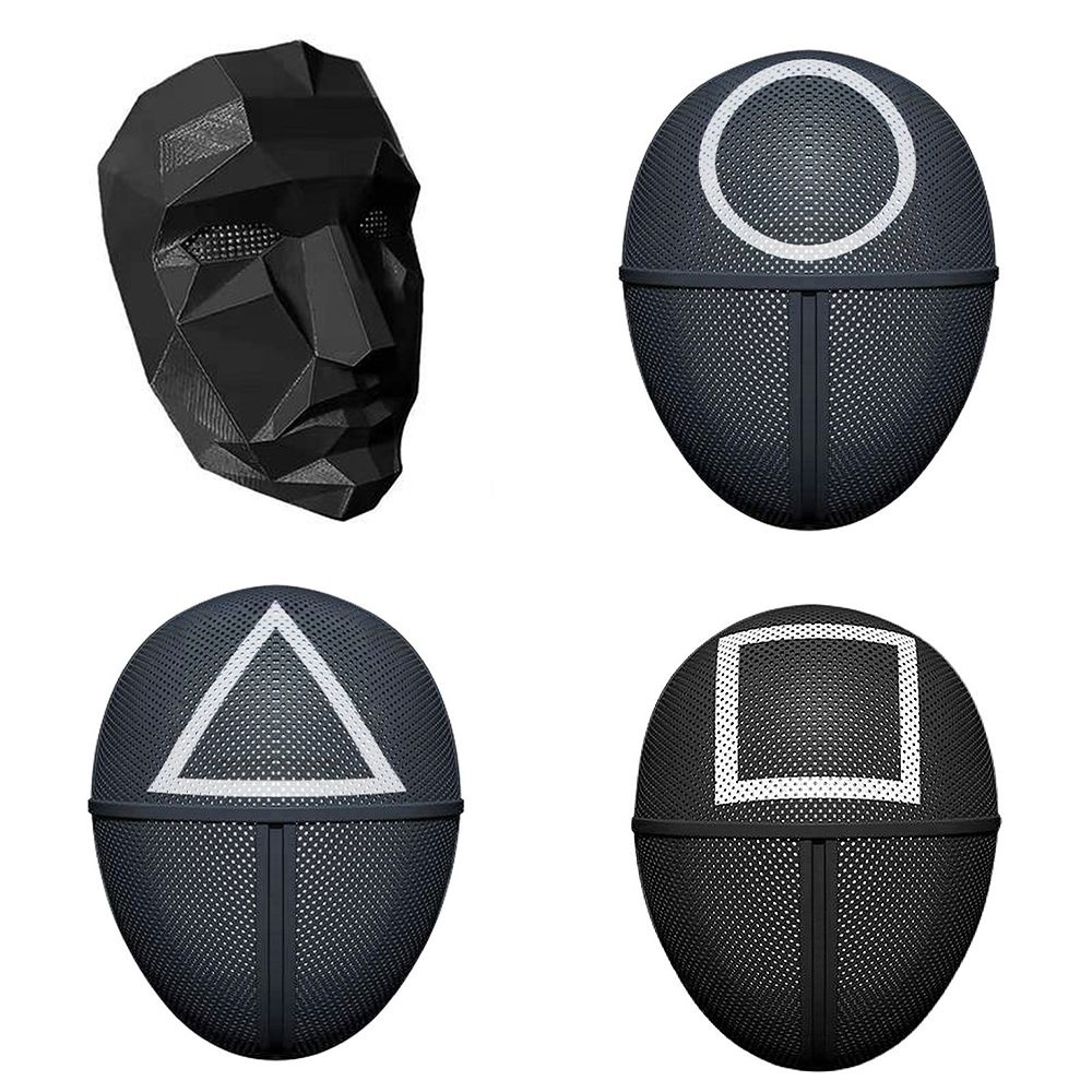 [유니버스(univers)]유니커블 오겜 패러디 가면 프론트맨 병정 할로윈 코스튬 마스크 파티 게임 소품