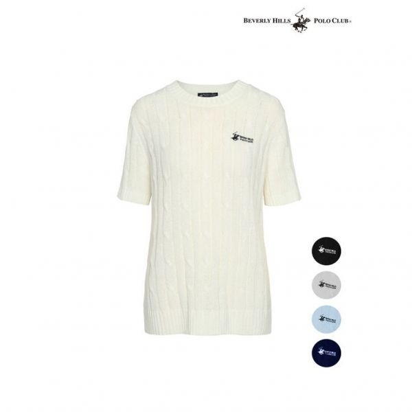 비버리힐스폴로클럽 여성 원추리 꽈배기 니트 반팔티 TK413 590078