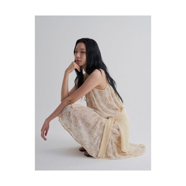 매장정품 에잇세컨즈 8SECONDS 플라워 패턴 슬리브리스 원피스 옐로우 125771MQ8E 212864