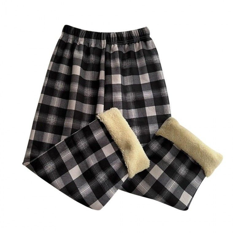 [PAPA.G]실내복 기모 잠옷 양털 체크   수면 파자마 바지 겨울 커플 홈웨어[인기제품]