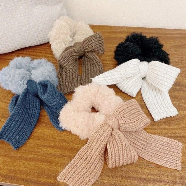 [PAPA.G]양털 니트리본 겨울머리끈 헤어슈슈[인기제품]