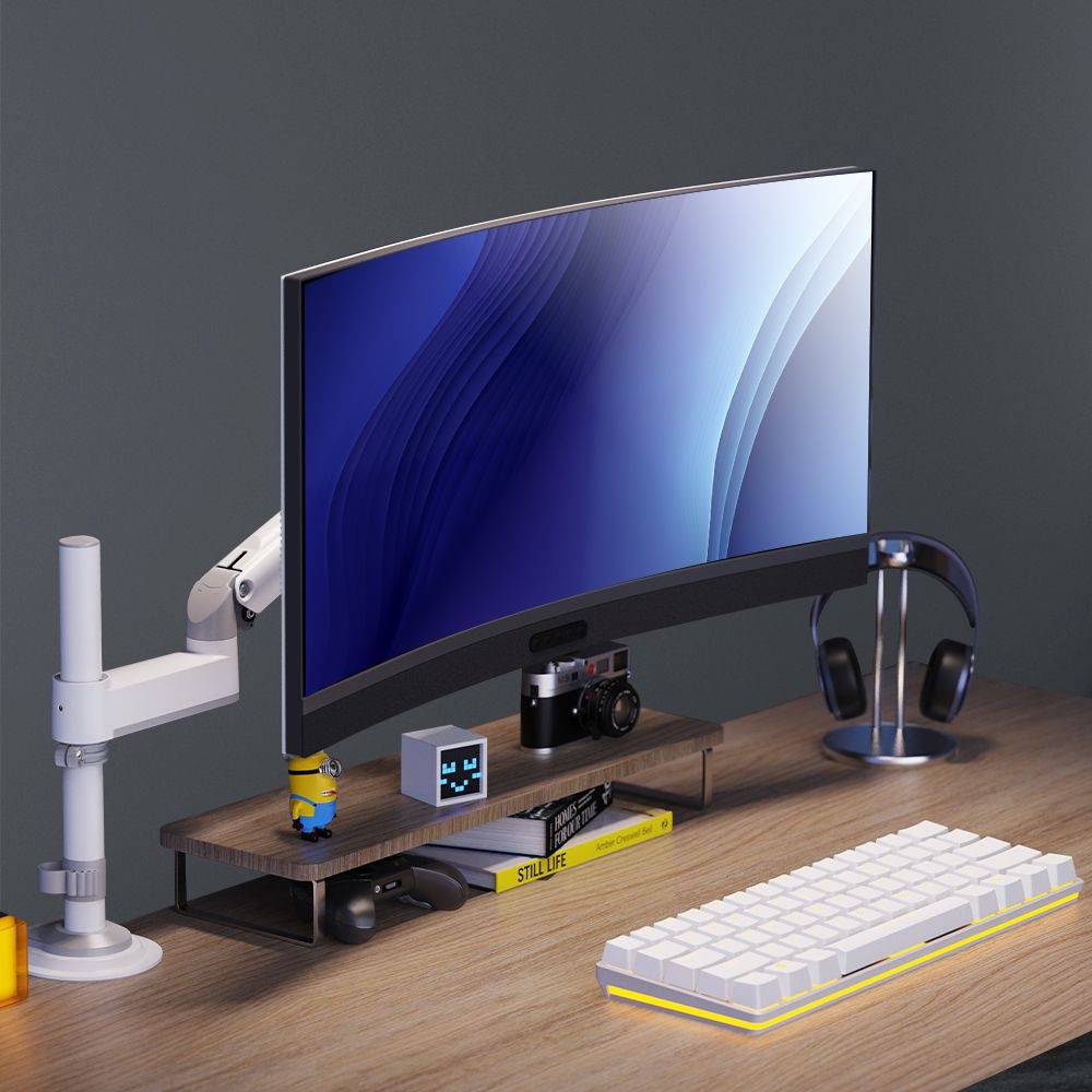 노스바유 NB H100 싱글 폴타입 모니터암 거치대 화이트