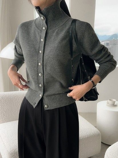 [D&B made] [더 니트]홀덤실버울니트가디건