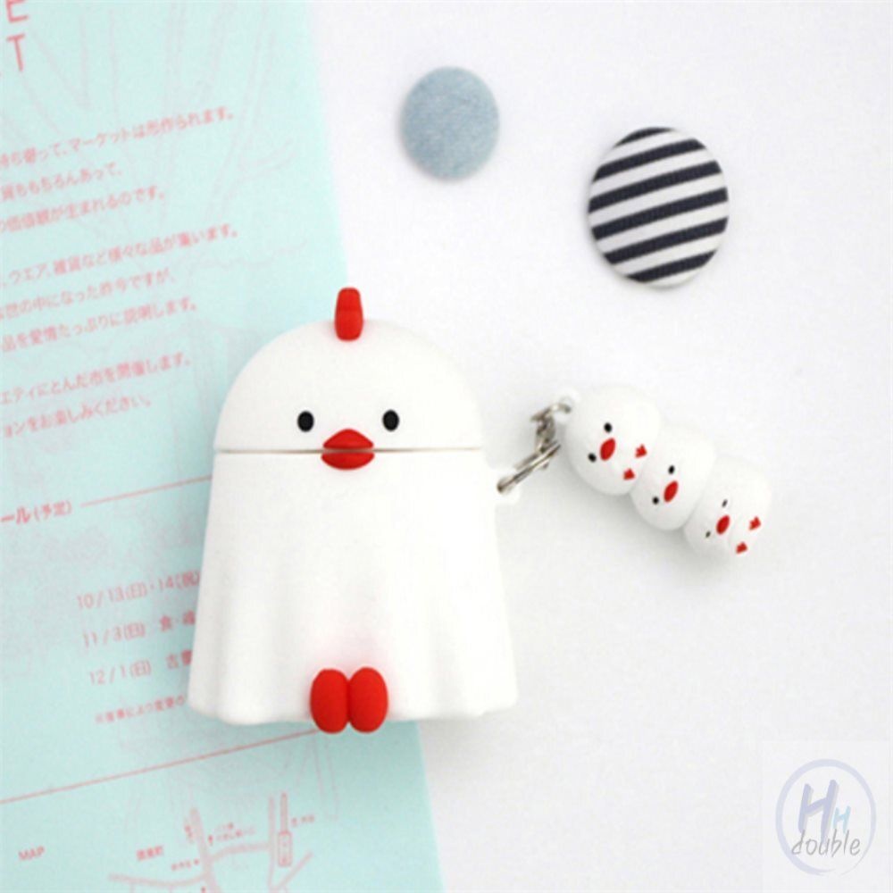 더블H가성비추천샵협력사 디에인샵 짹짹이 에어팟 케이스 화이트 무선이어폰케이스파우치 이어폰케이스 실리콘이어폰파우치