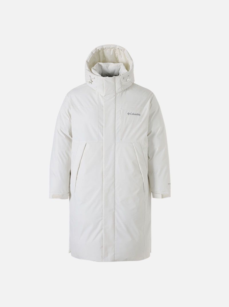 컬럼비아 남성 경량 패딩 유니 테크 옴니히트 롱 화이트샌드 자켓 점퍼 아우터