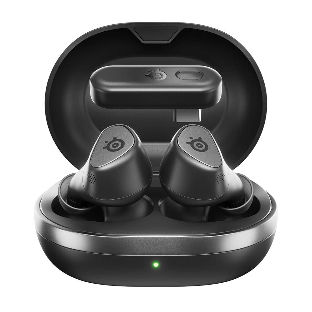 [해외] SteelSeries Arctis GameBuds for Xbox/PC/PS5/Switch/Mobile — QuickSwitch 2.4GHz+Bluetooth 5.3 Active Noise Cancelling Mobile App Water Resistant IP55