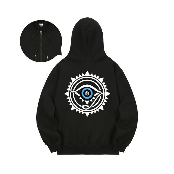 KAN6312 KHZB0100 호루스눈 기모 후드 집업 블랙