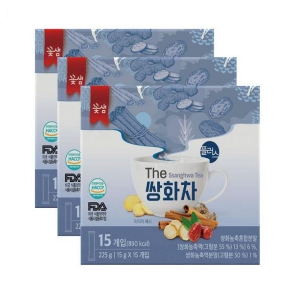 꽃샘 쌍화차 플러스 스틱 가루 분말 15T x 3개 (Araium)