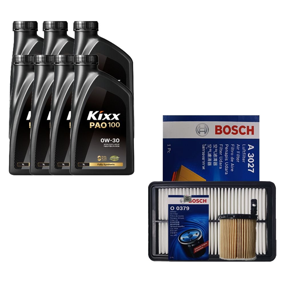 킥스 제네시스G80(RG3) 2.5 터보 킥스 PAO100 0W30 7L 엔진오일 보쉬 필터 세트