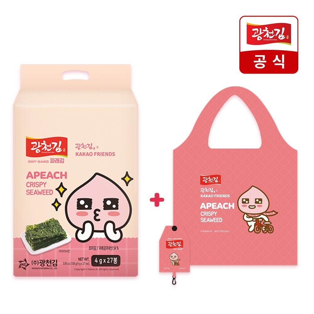[광천김]딜크릿) 카카오프렌즈 파래 도시락김 4g 27봉 + 장바구니 : 롯데ON
