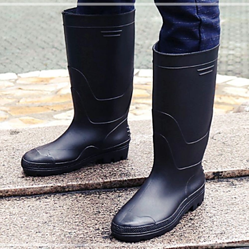 롱 작업 고무 소재 남성 데일리 낚씨 레인부츠  올블랙 옐로우
