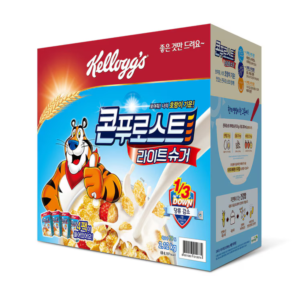 농심켈로그㈜ 켈로그 콘푸로스트 라이트 슈거 530g x 4개 저당 시리얼