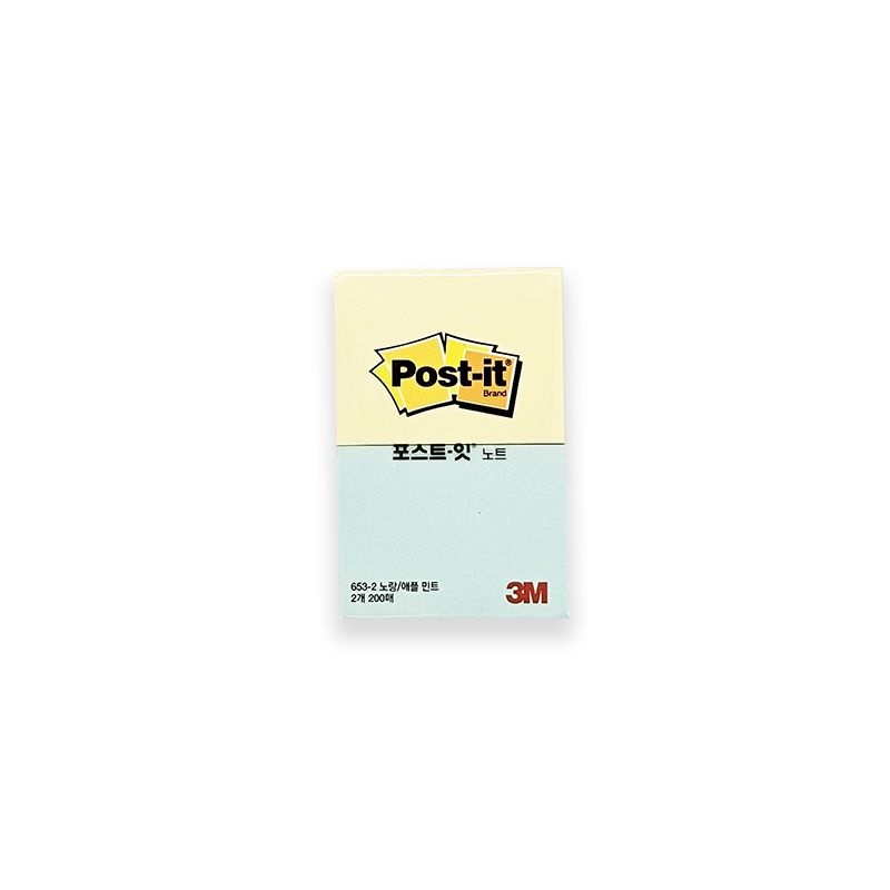 3M)포스트잇 노트(653-2YP 노랑, 애플민트)