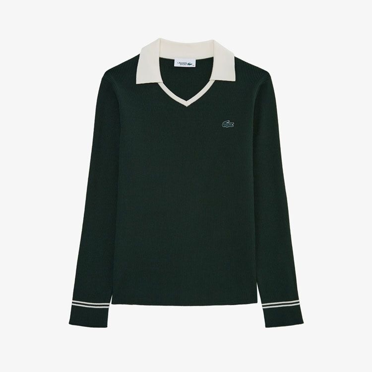[패션플러스][라코스테]라코스테 여성 V넥 카라 긴팔 스웨터 AF704E-55N YZP