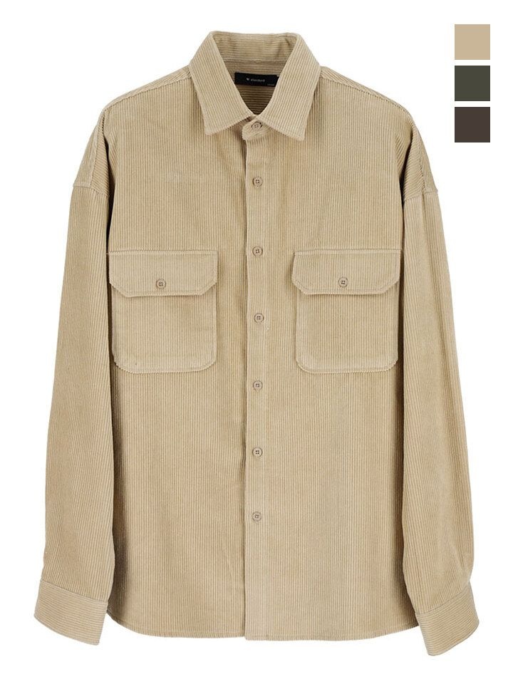 [더블유스탠다드(W STANDARD)] 오버핏 코듀로이 워크 캐주얼 셔츠1093773