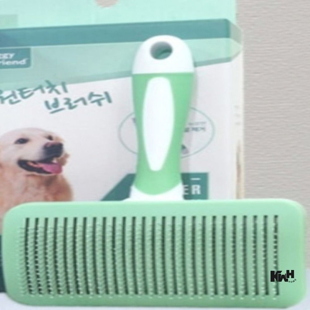 펫 원터치 브러쉬 민트그린 M 강아지브러쉬 원터치브러쉬 반려견빗 강아지털관리