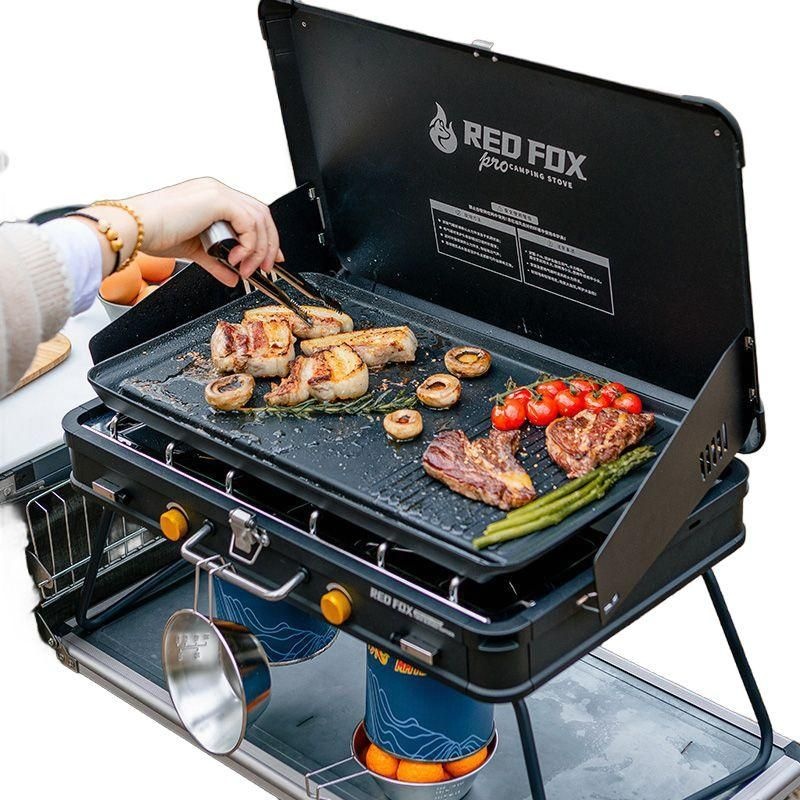 [해외] 캠핑버너 스토브 접이식 바람막이 테이블 트윈버너