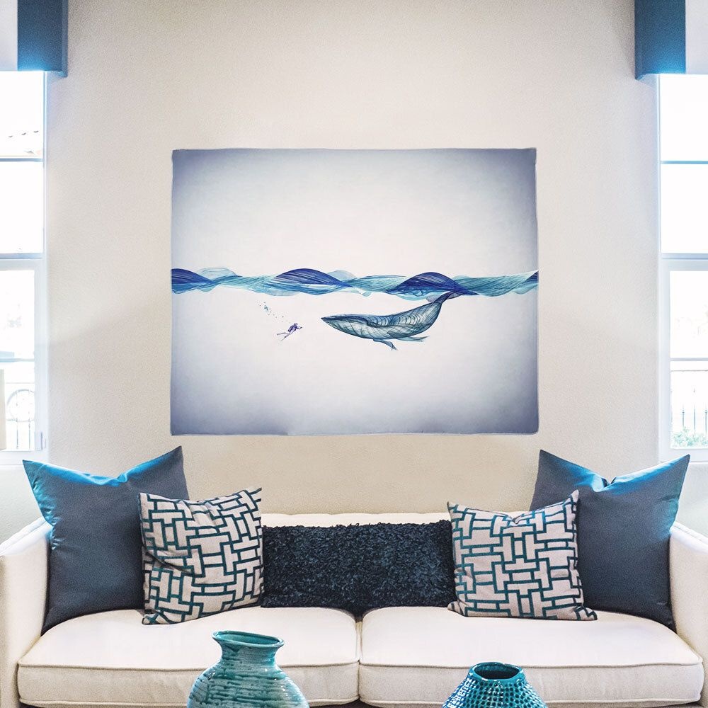 수입 S 흰수염고래 대형 패브릭 포스터