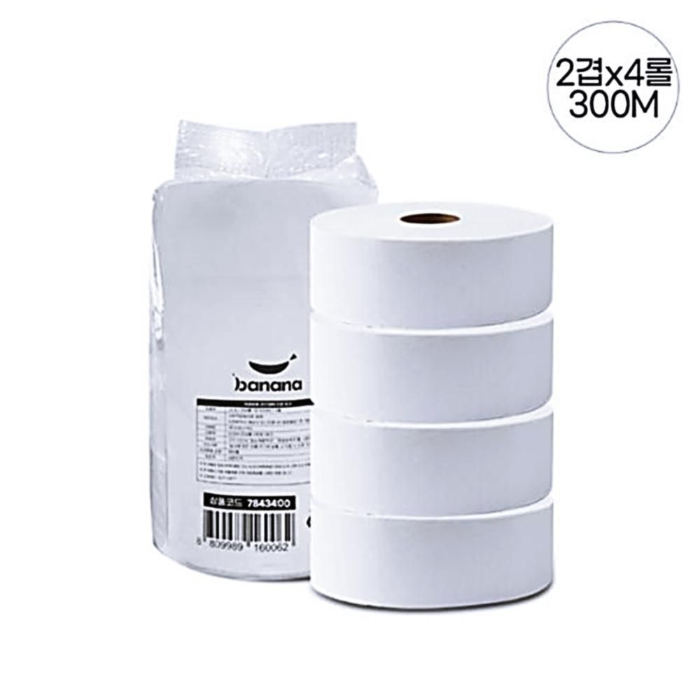 사무용품 2겹 300m 점보롤 바나나 학교 팩 화장지 4롤 휴지 생활용품 관공서