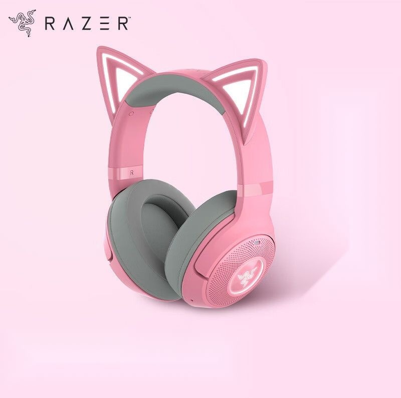 [해외] 레이저 크라켄 키티 V2 무선 게이밍 해드셋 핑크