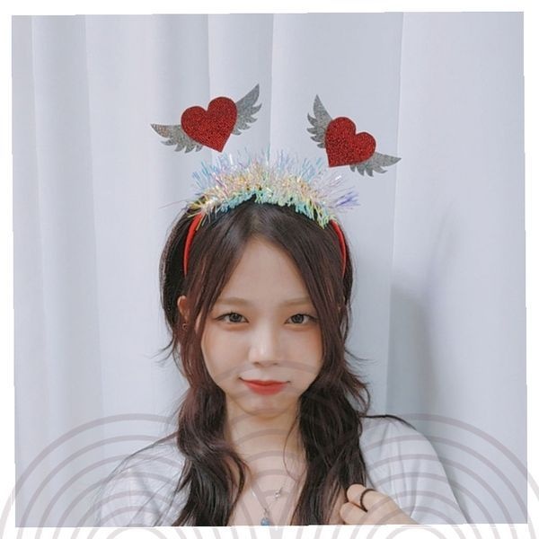 천사날개 머리띠 반짝이 하트 장식 파티 헤어밴드 포토존 촬영 소품 생일 이벤트 액세서리