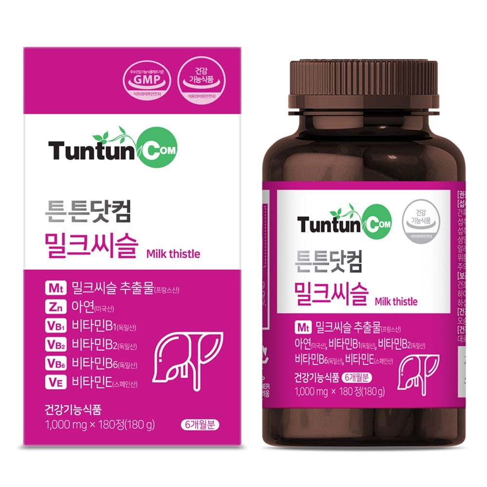튼튼닷컴 밀크씨슬 (6개월분) / 실리마린 130 mg 함유 / 간 건강 / 복합 6종 / 건강기능식품