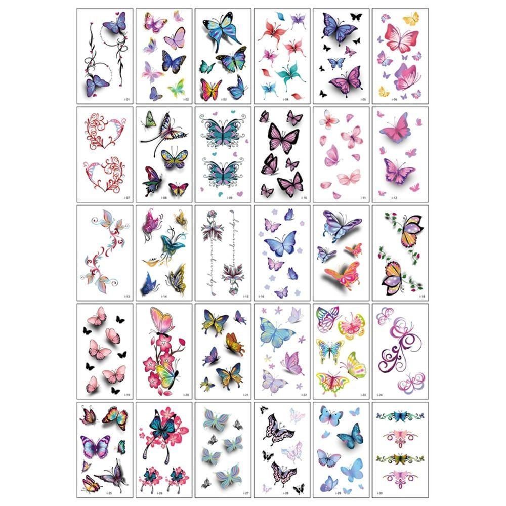 나비 지워지는 타투스티커 문신 헤나 패션