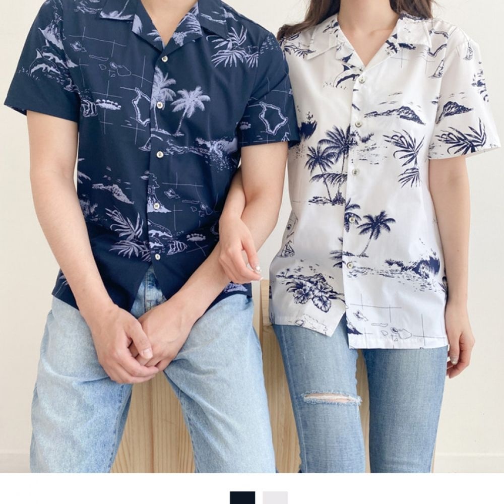 커플시밀러룩 동남아여행룩 커플남방 하와이안남방 커플룩