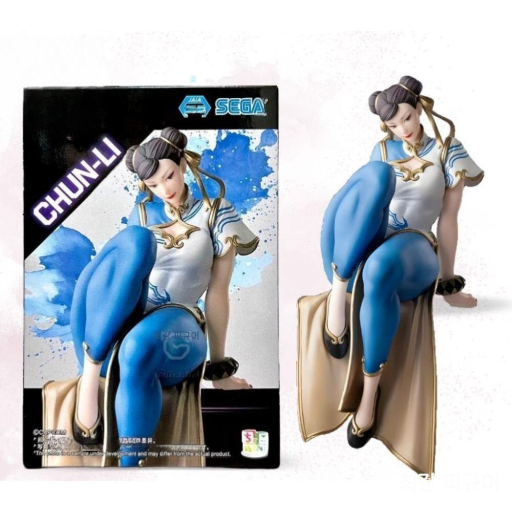[해외] 세가 스트리트파이터6 춘리 피규어 앉은 포즈 미니 피규어 게임 캐릭터 장식 선물 굿즈