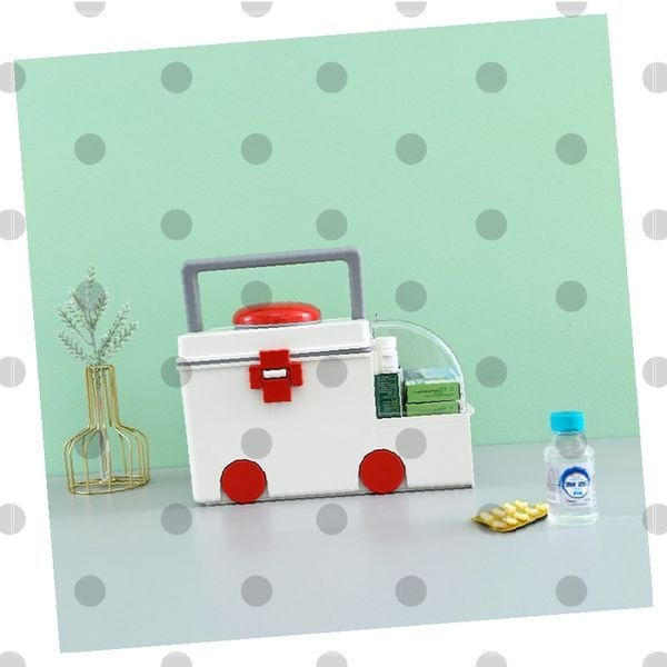가정용 구급함 휴대용 응급처치 약품보관함 품 수납케이스 십자 표시 손잡이 약물 정리함