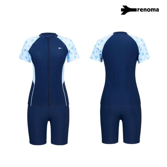 [레노마수영복]여성 플라워 배색3부 반신수영복 네이비RN-LS2F272-NV_CA