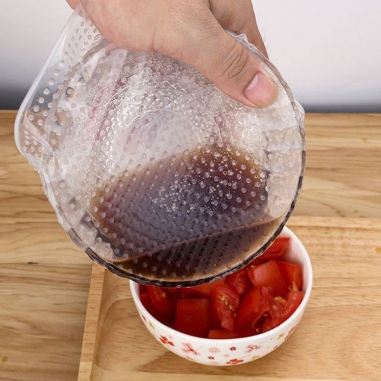 언박싱어게인  주방용품 실리콘 요술 뚜껑 덮개 밀봉 랩 주방용 10x10cm