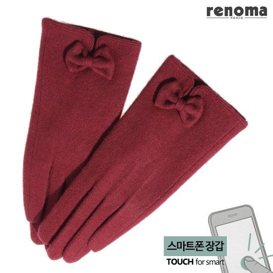 [레노마]레노마 스마트터치 등트임 리본 겨울 여성 모장갑 RN-25954 : 롯데ON