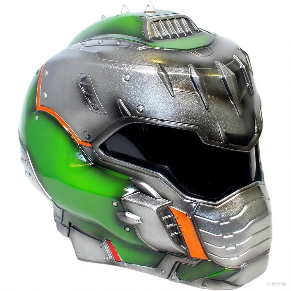 Generic [해외] Doomguy 헬멧 성인용 레진 남성용 풀 헤드 둠 마스크 할로윈 코스프레 코스튬 소품 업데이트 버전 122151