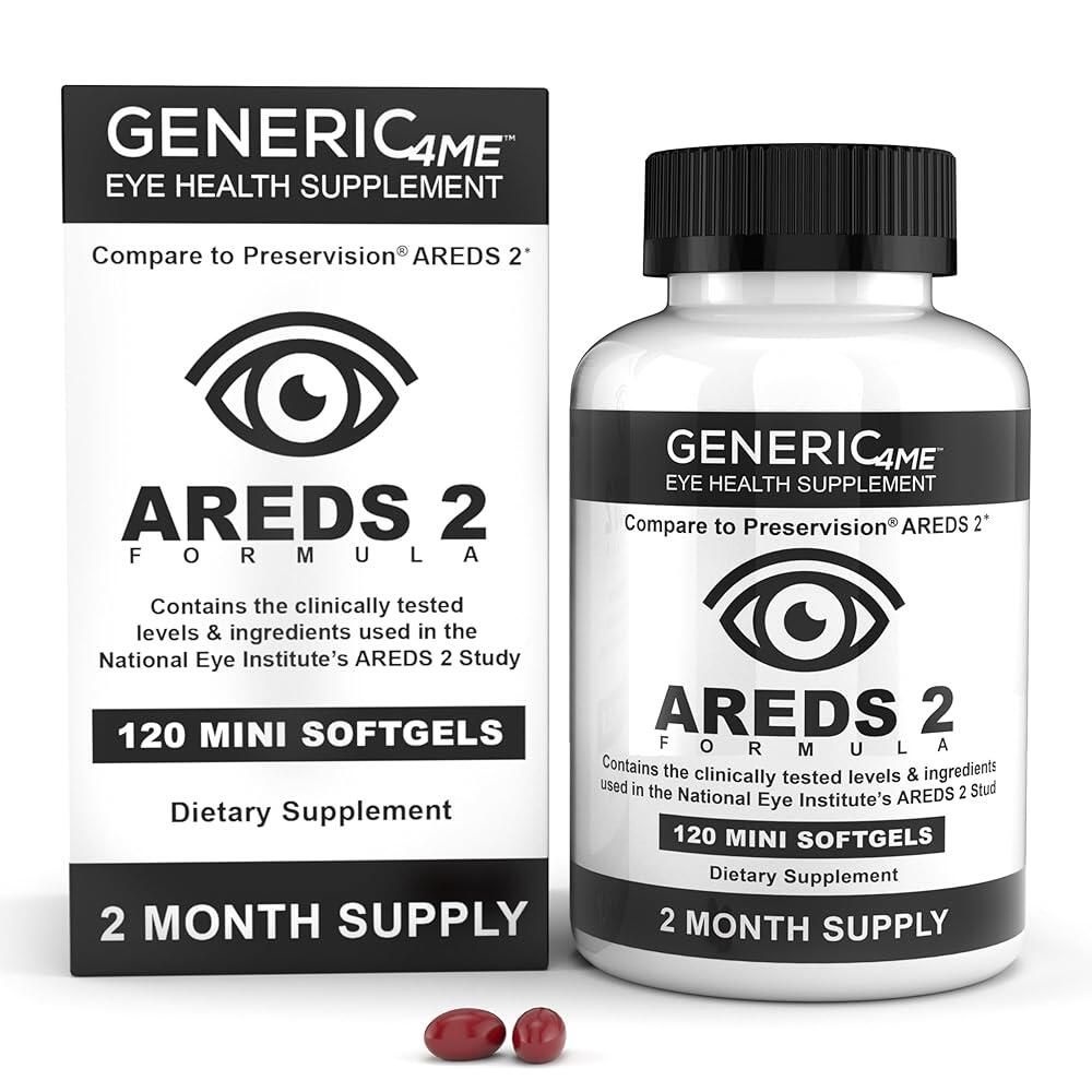 [해외] GENERIC4ME AREDS 소프트젤 2개, 비타민 C 500mg, 비타민 C 400IU 비타민 E, 루테인 10mg, 제아잔틴 2mg, 아연 80mg, 구리 2mg - 눈